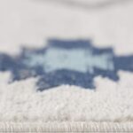 Close-up of a blue patterned rug design.