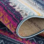 Close-up of colorful woven rug edge