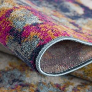 Colorful abstract pattern on textured rug