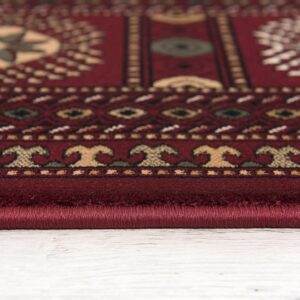 Close-up of a red patterned rug edge