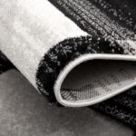 Close-up of black and white patterned rug
