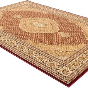 Ornate Persian rug with intricate patterns and borders.
