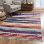 Colorful striped rug in modern living room