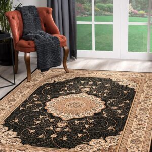 Elegant floral-pattern rug in stylish living room.