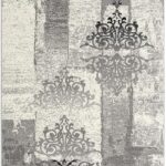 Intricate gray patterned area rug design