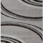 Gray rug with abstract curved patterns
