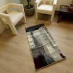 Modern abstract rug in stylish living room setting