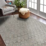 Cozy living room with gray patterned rug.
