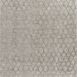 Beige rug with intricate geometric pattern.