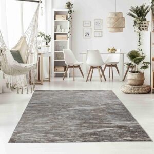 Modern living room with stylish gray rug