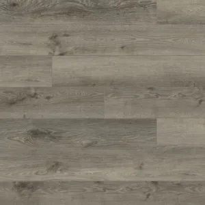 Gray wood grain pattern vinyl flooring.