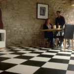 black and white checkered flooring