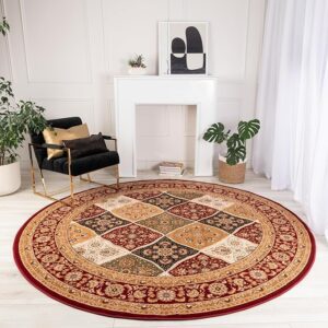 Elegant room with round decorative rug and chair