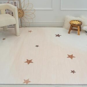 Star-patterned rug in cozy living room setting