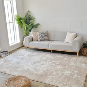 Modern living room with gray sofa and rug