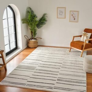 Modern living room with patterned area rug