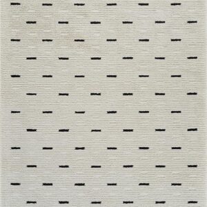 White rug with black dashed pattern