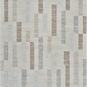 Beige and gray geometric pattern rug design.