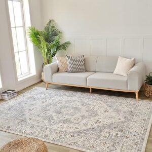 Modern living room with sofa and patterned rug.