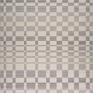 Gray checkered pattern area rug design