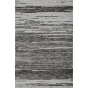 Gray and black striped abstract rug