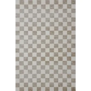 Beige and white checkered pattern rug