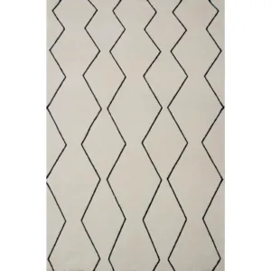 Beige rug with black zigzag lines