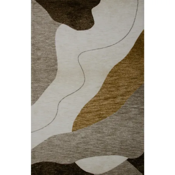 Abstract beige and brown area rug