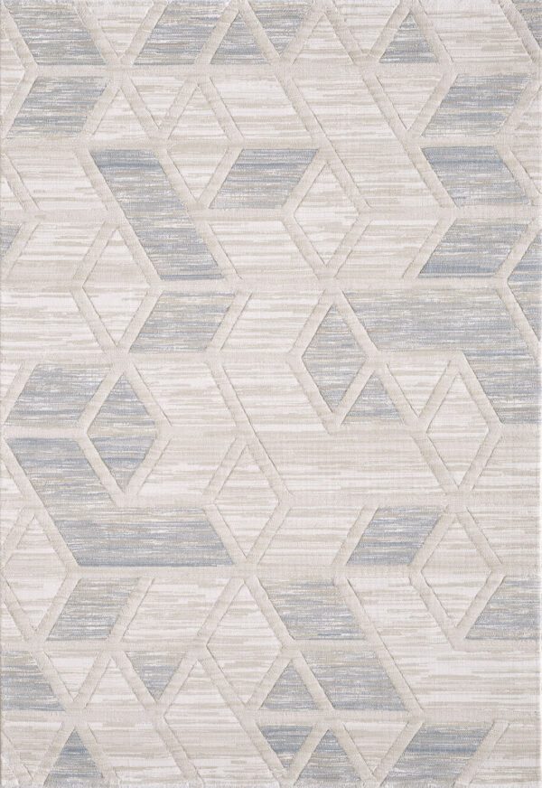 Geometric pattern rug with gray and white shades