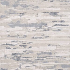 Abstract gray and white patterned carpet