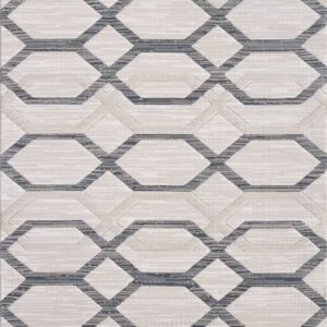 Geometric pattern gray and white rug