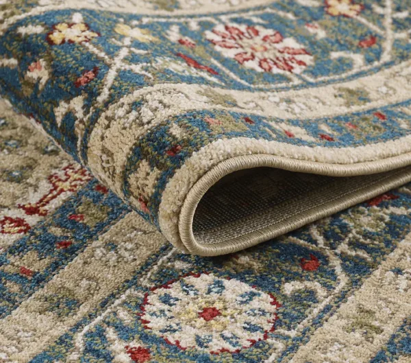 Close-up of detailed patterned carpet corner