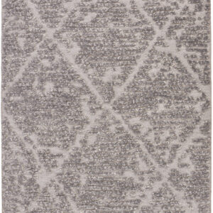 Gray textured rug with geometric patterns