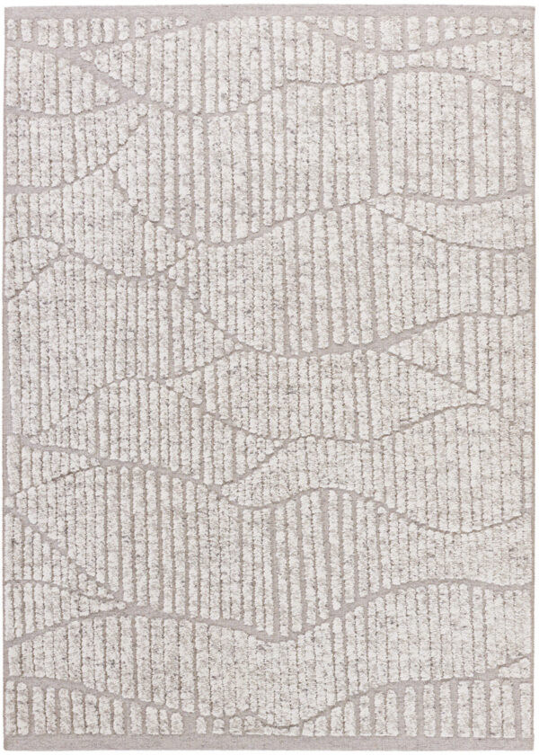 Cream rug with textured linear pattern design