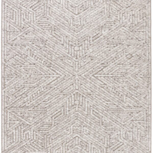 Geometric patterned beige area rug design