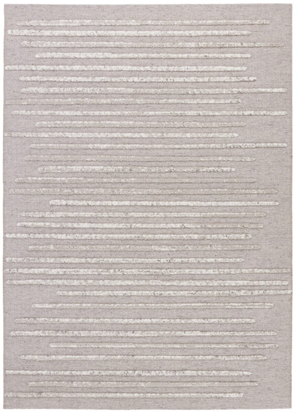 Gray rug with horizontal stripe pattern