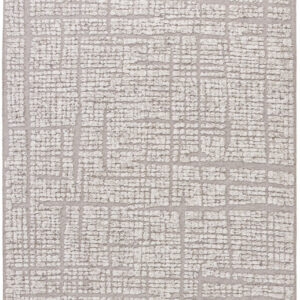 Gray textured grid pattern rug.