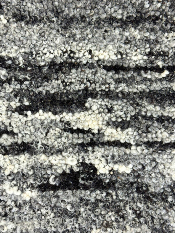 Close-up of textured black-and-white fabric pattern.