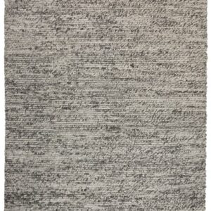 Gray textured area rug with subtle patterns.