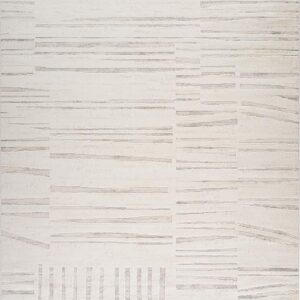 Beige rug with abstract line patterns.