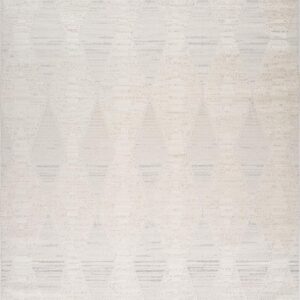 Textured light beige patterned rug