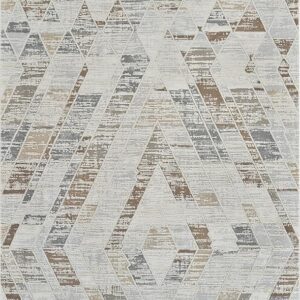 Geometric patterned beige and gray textured rug