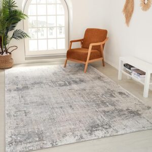 Modern living room with rug and armchair.