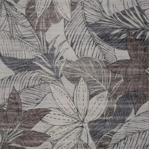 Monochrome floral leaf pattern fabric design