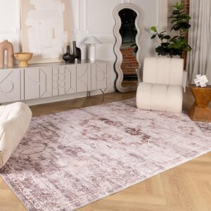 Modern living room with abstract decor and rug.