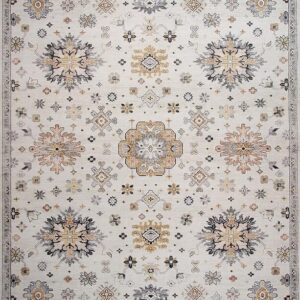 Vintage floral area rug with intricate designs.