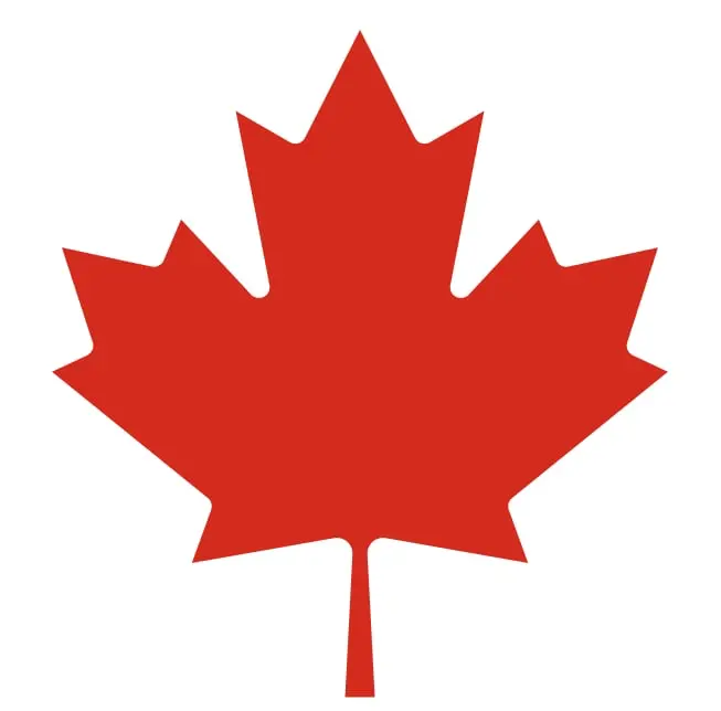 Red maple leaf symbol of Canada.