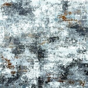 Abstract textured gray and rust-toned painting.