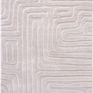 Beige rug with abstract geometric pattern
