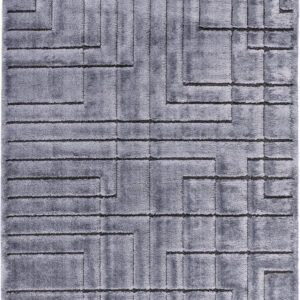 Gray area rug with geometric pattern